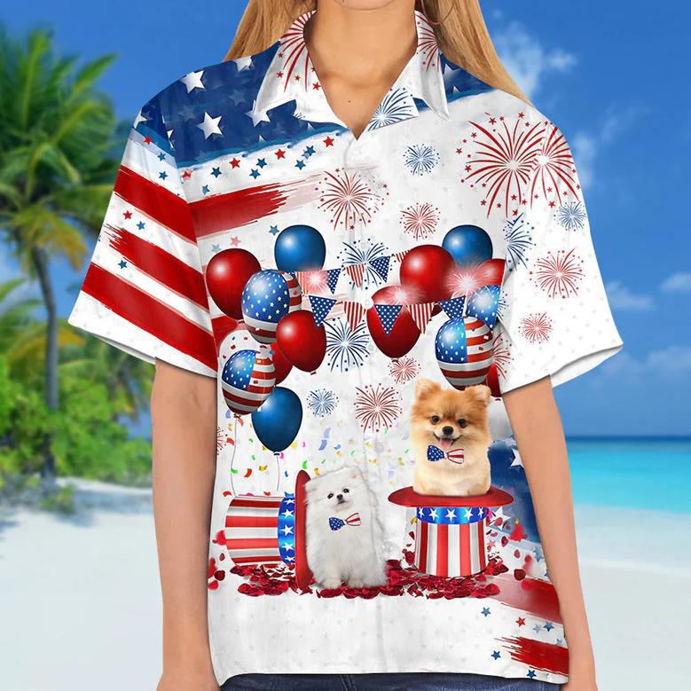 Pomeranian Independence Day Hawaiian Shirt, Dog Hawaii Beach Shirt Short Sleeve For Of July