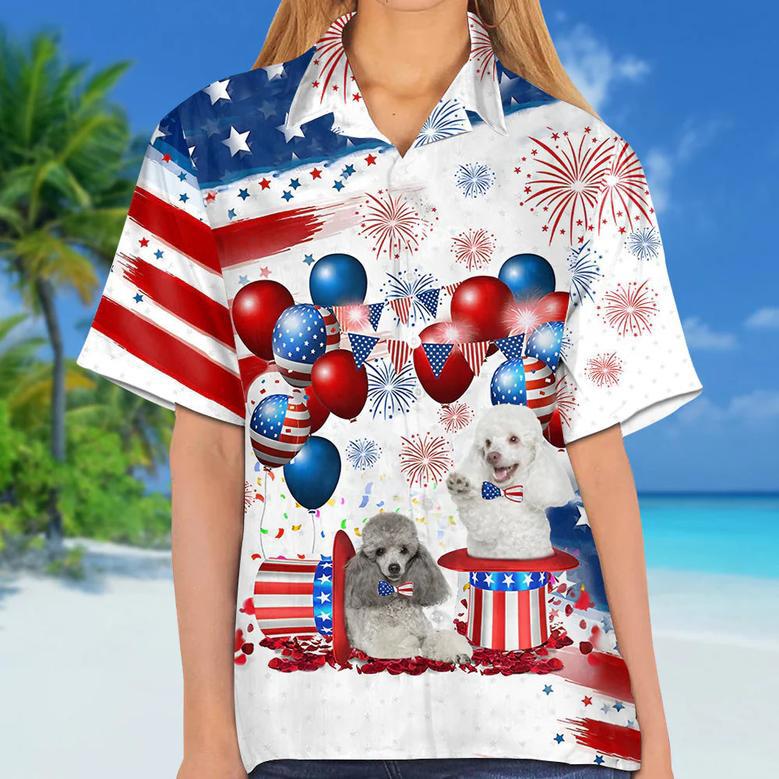 Poodle Independence Day Hawaiian Shirt, Dog Hawaii Beach Shirt Short Sleeve For Of July