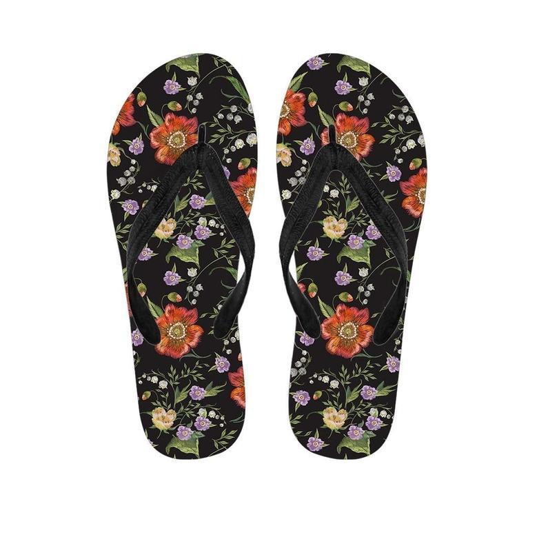 Poppy Floral Print Men's Flip Flops