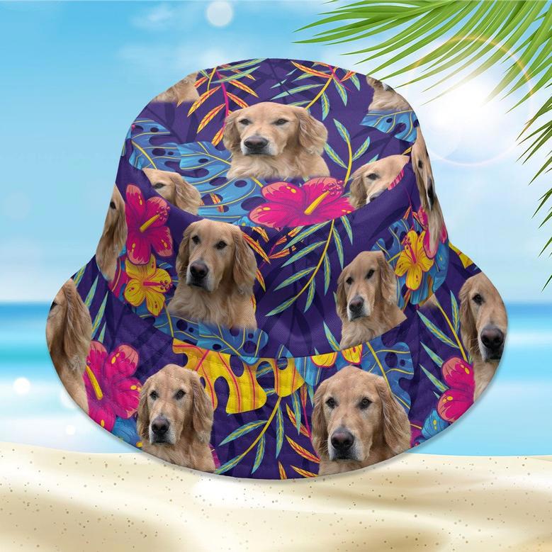 Prismatic Lavender Hawaiian Custom Dog Photo Bucket Hat for Dog Lovers, Boy, Girls