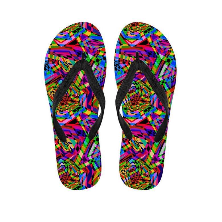 Psychedelic Geometric Multicolor Men's Flip Flops