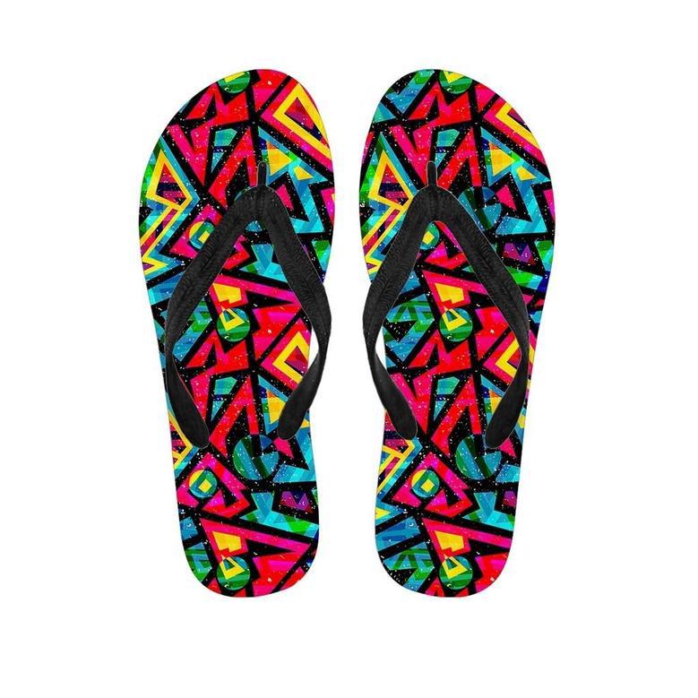 Psychedelic Geometric Print Men's Flip Flops