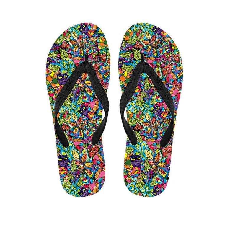 Psychedelic Jungle Forest Floral Men's Flip Flops