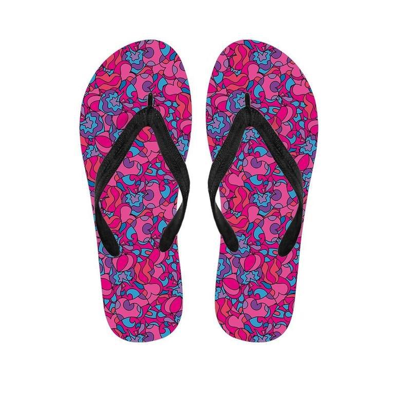 Psychedelic Trippy Hippie Heart Men's Flip Flops