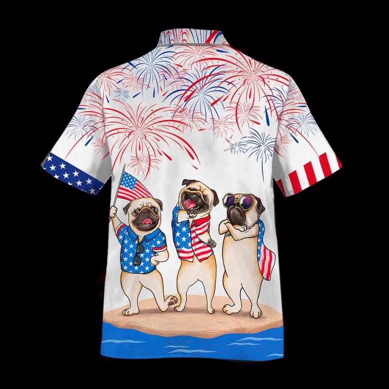 Pug Hawaiian Shirts Independence Day Is Coming, Happy Of July American Pug Hawaii Shirt, Aloha Dog Shirt