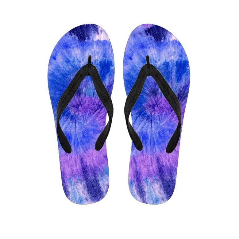 Purple And Blue Tie Dye Men's Flip Flops