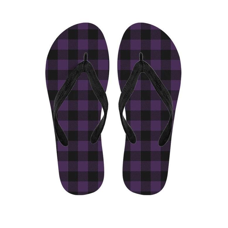 Purple Buffalo Plaid Men's Flip Flops