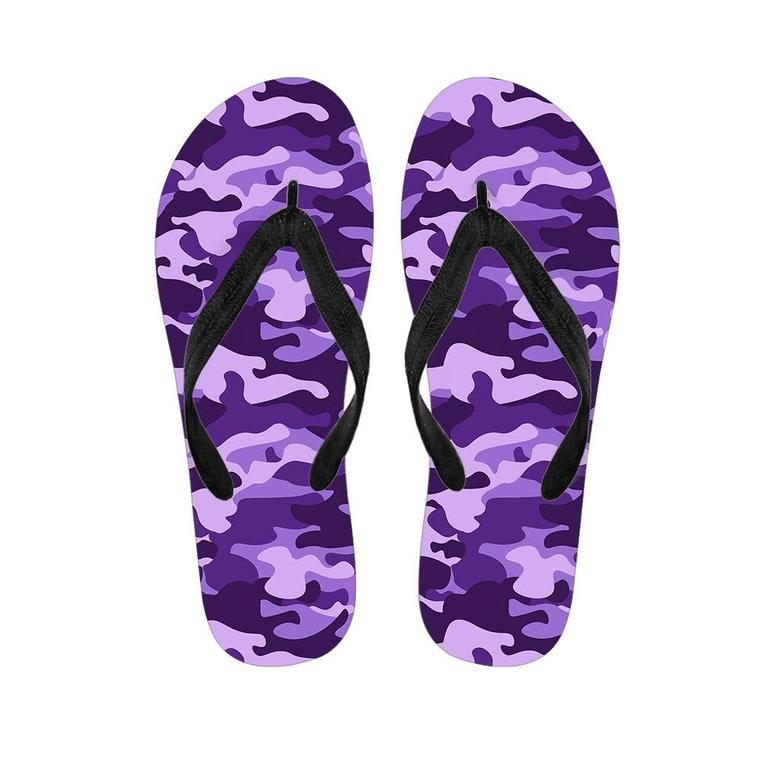 Purple Camo Print Men's Flip Flops