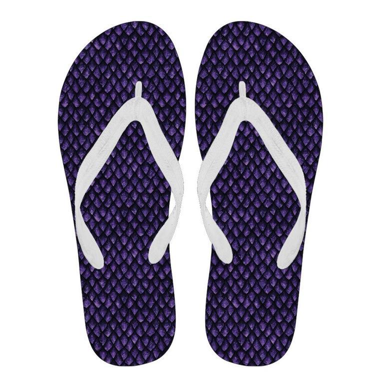 Purple Egg Skin Dragon Pattern Print Men & Women Flip Flops