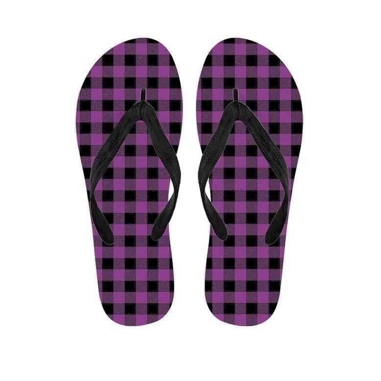 Purple Plaid Men's Flip Flops