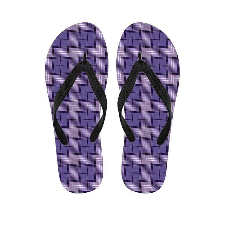 Purple Plaid Tartan Men's Flip Flops