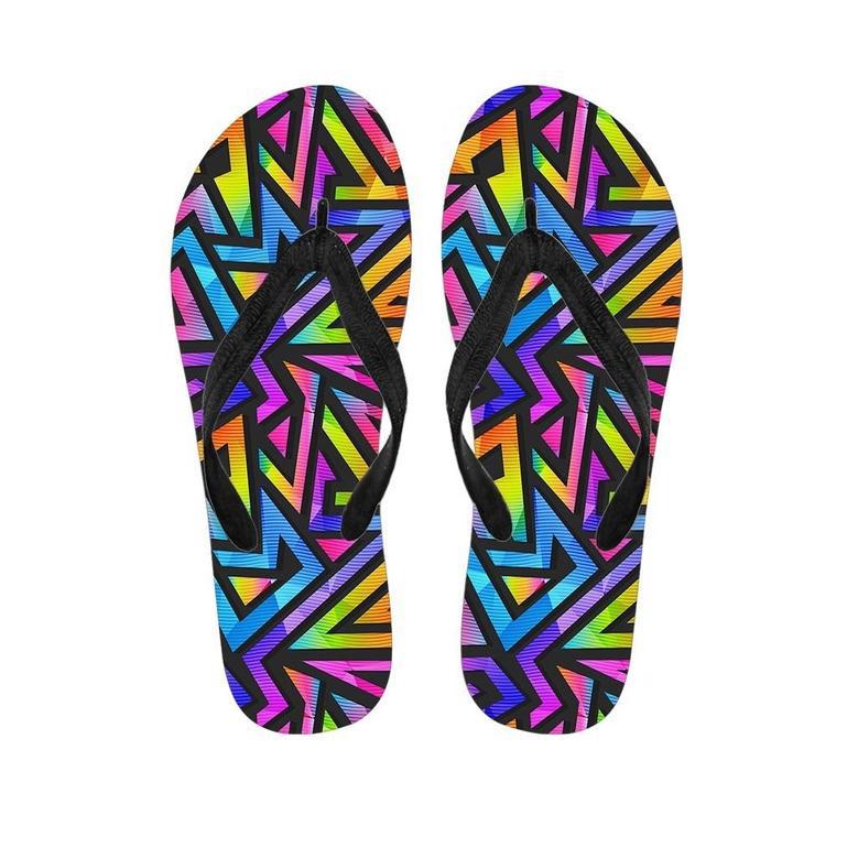 Rainbow Geometric Abstract Men's Flip Flops