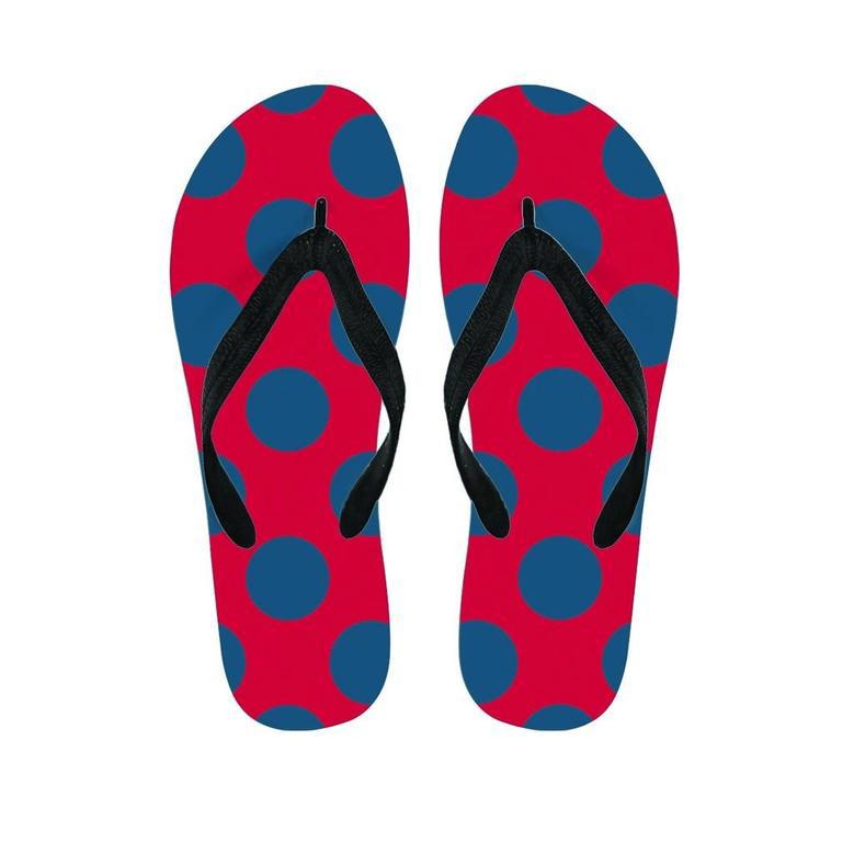 Red And Blue Polka Dot Men's Flip Flops