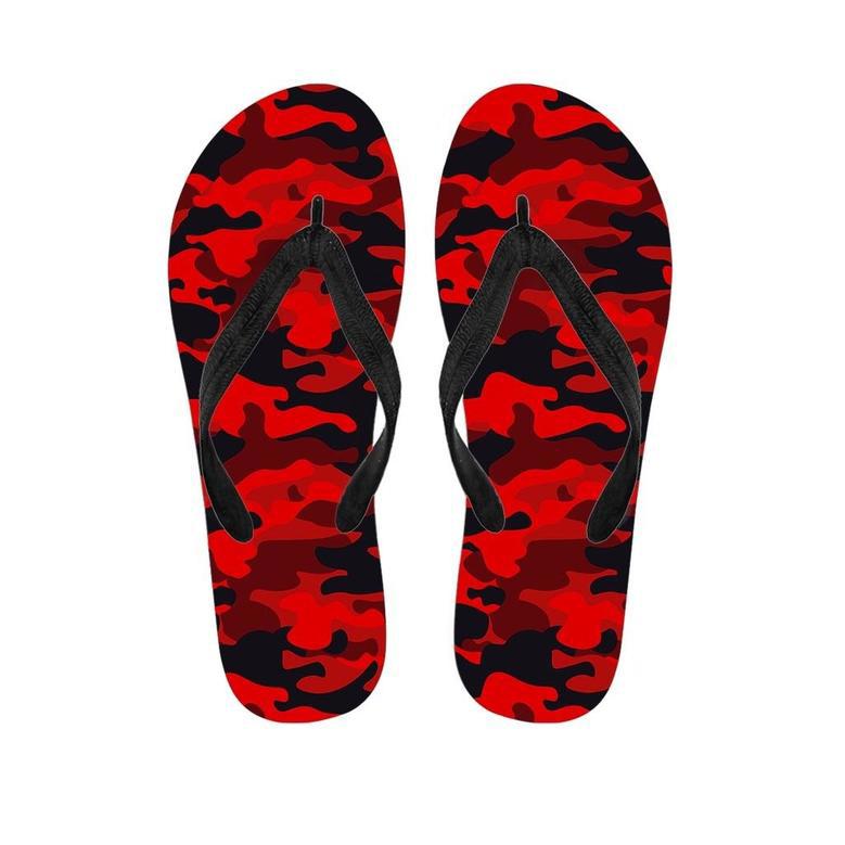 Red Camo Print Men's Flip Flops