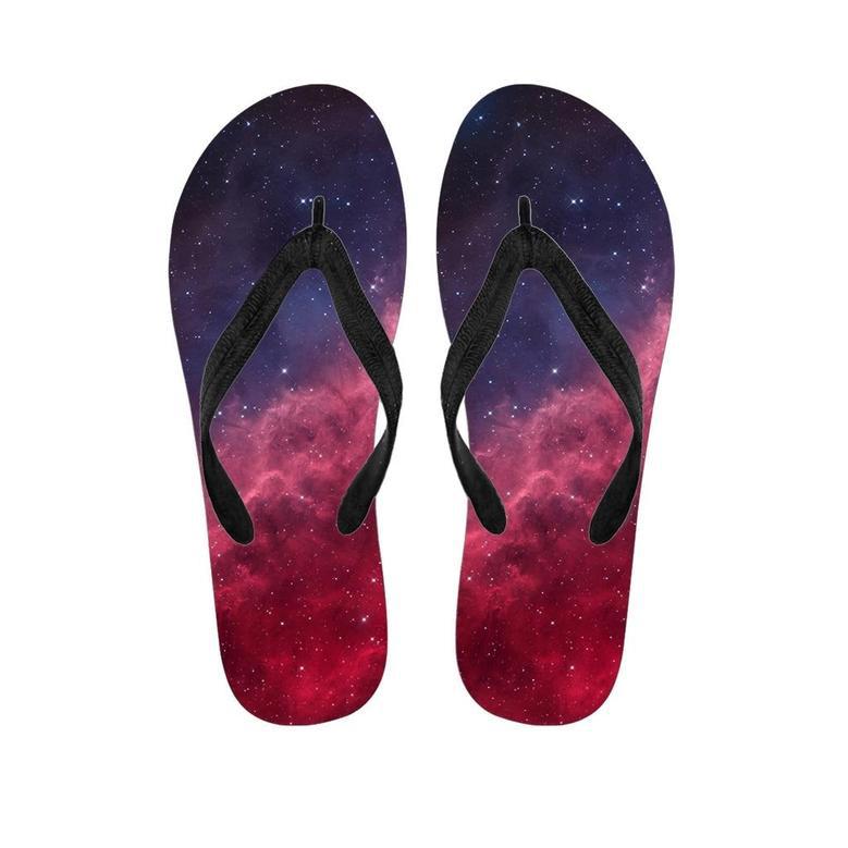 Red Cosmic Galaxy Space Men's Flip Flops