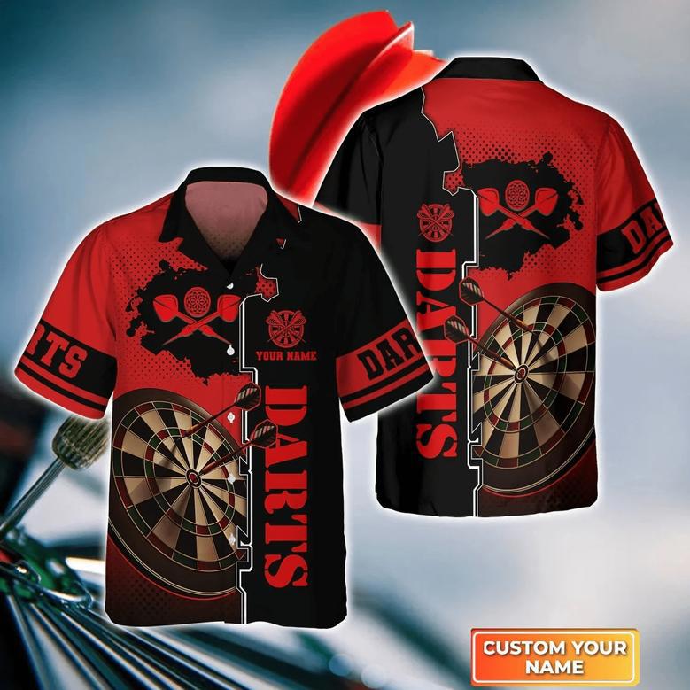 Red Dartboard Personalized Name Hawaiian Shirt For Darts Player, Idea Gift for Dart Lover