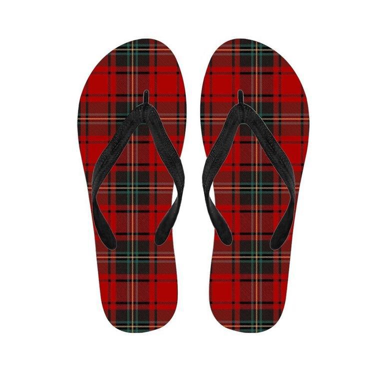 Red Plaid Tartan Men's Flip Flops