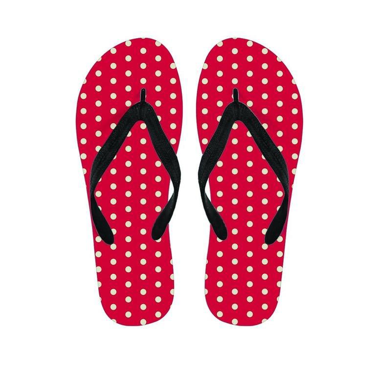 Red Tiny Polka Dot Men's Flip Flops