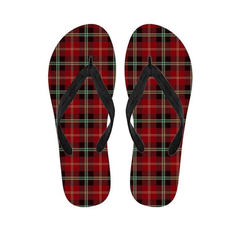 Royal Stewart Red Plaid Tartan Men's Flip Flops