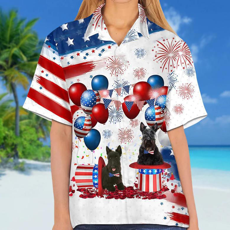 Scottish Terrier Independence Day Hawaiian Shirt, Dog Hawaii Beach Shirt Short Sleeve For Of July