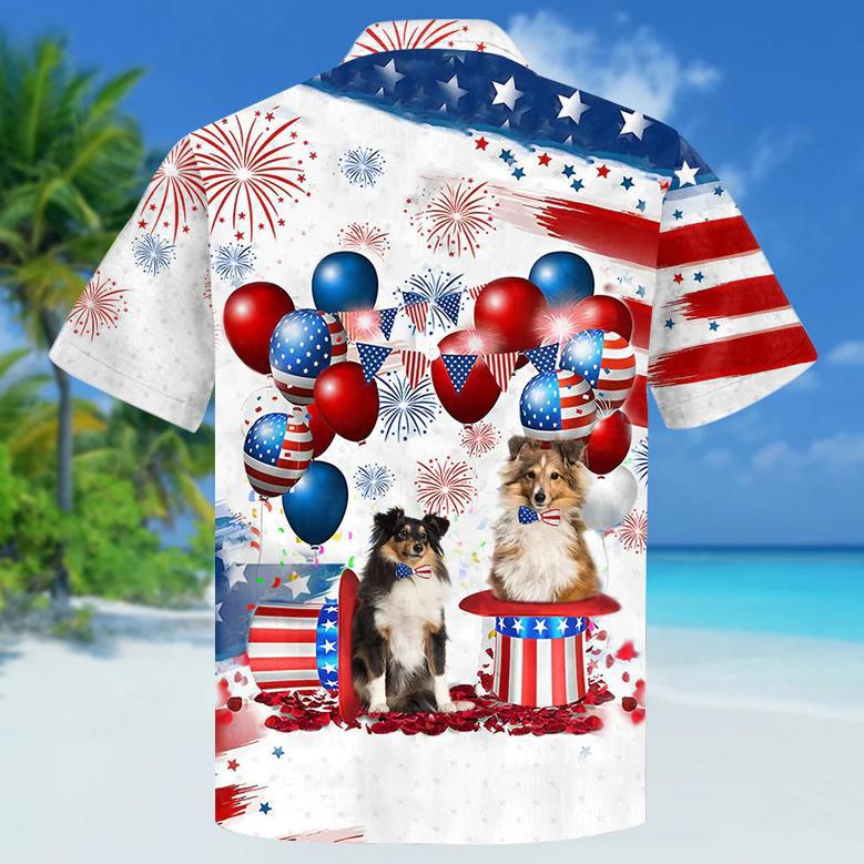 Shetland Sheepdog Independence Day Hawaiian Shirt, Dog Hawaii Beach Shirt Short Sleeve For Of July