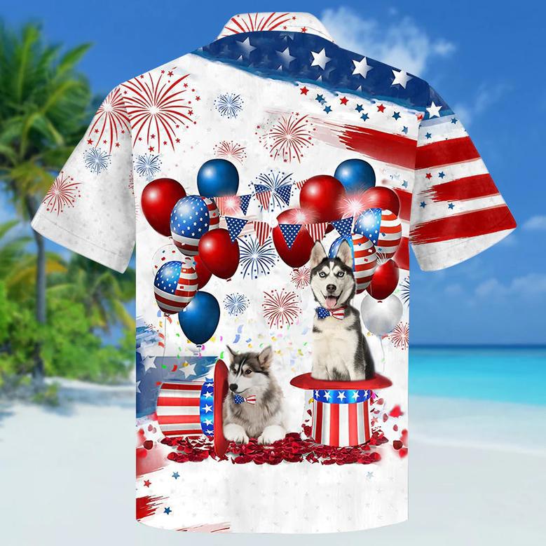 Siberian Husky Independence Day Hawaiian Shirt, Dog Hawaii Beach Shirt Short Sleeve For Of July