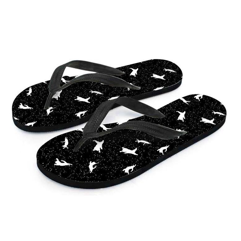 Silhouette Cat Print Men's Flip Flops