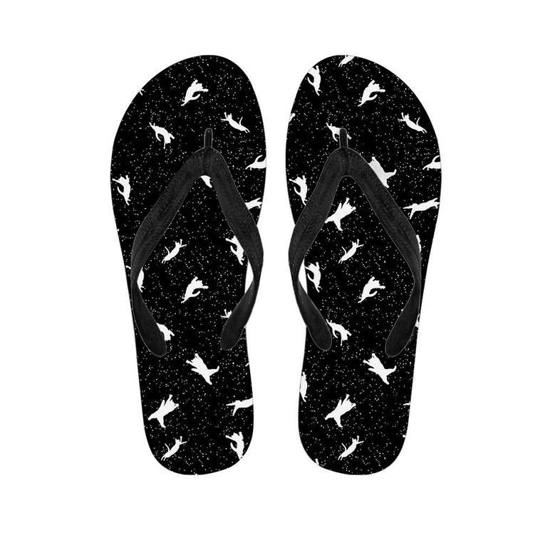 Silhouette Cat Print Men's Flip Flops