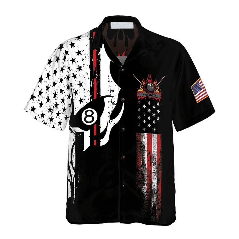 Skull Billiards Pool Hawaiian Shirt, Flag American Skull Billiard Shirt, Uniform Shirt Billiard Player