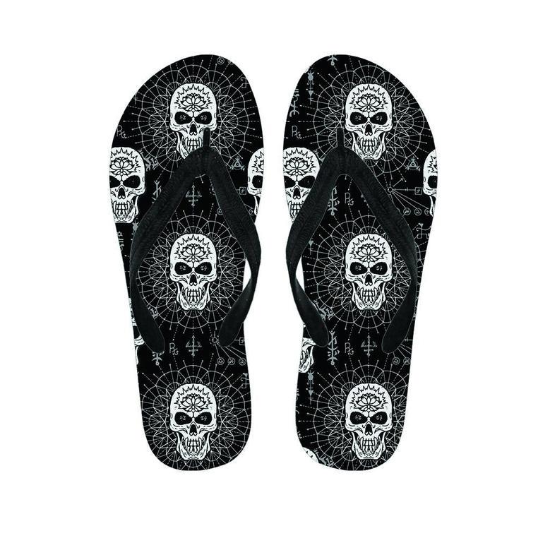 Skull Gothic Witch Men's Flip Flops