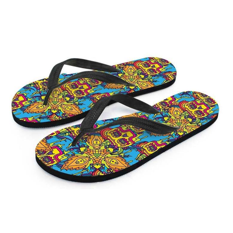 Skull Trippy Psychedelic Men's Flip Flops