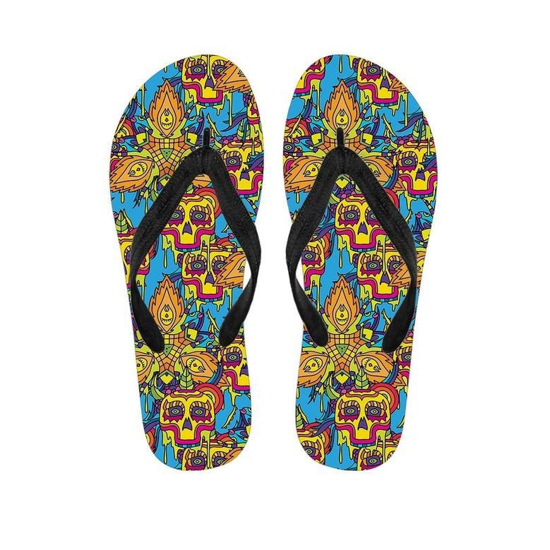 Skull Trippy Psychedelic Men's Flip Flops