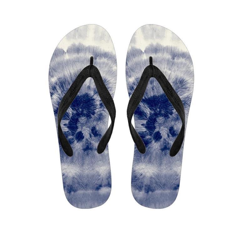 Spiral Blue Swirl Tie Die Men's Flip Flops