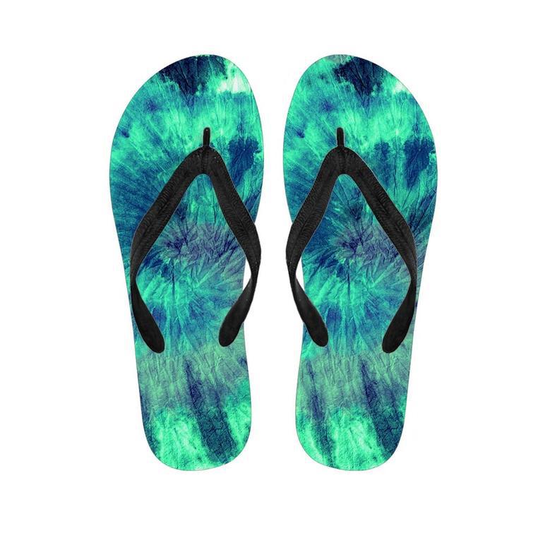 Spiral Green Tie Dye Men's Flip Flops