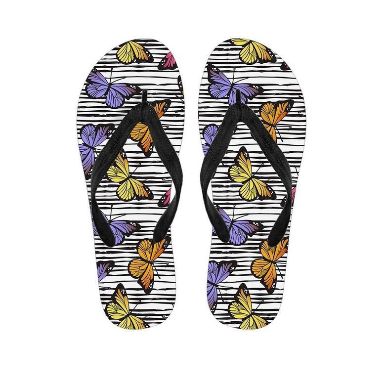 Striped Butterfly Print Men's Flip Flops