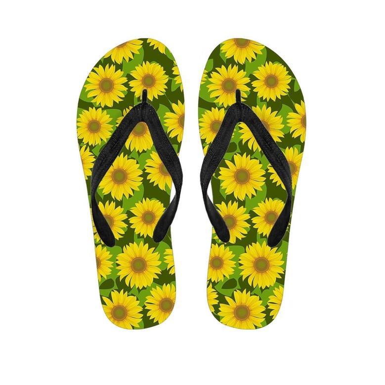 Sunflower Flower Print Men's Flip Flops