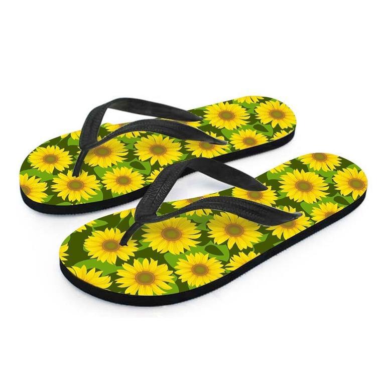 Sunflower Flower Print Men's Flip Flops