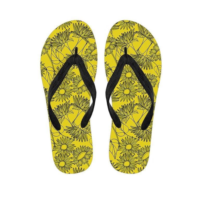 Sunflower Yellow Print Men's Flip Flops