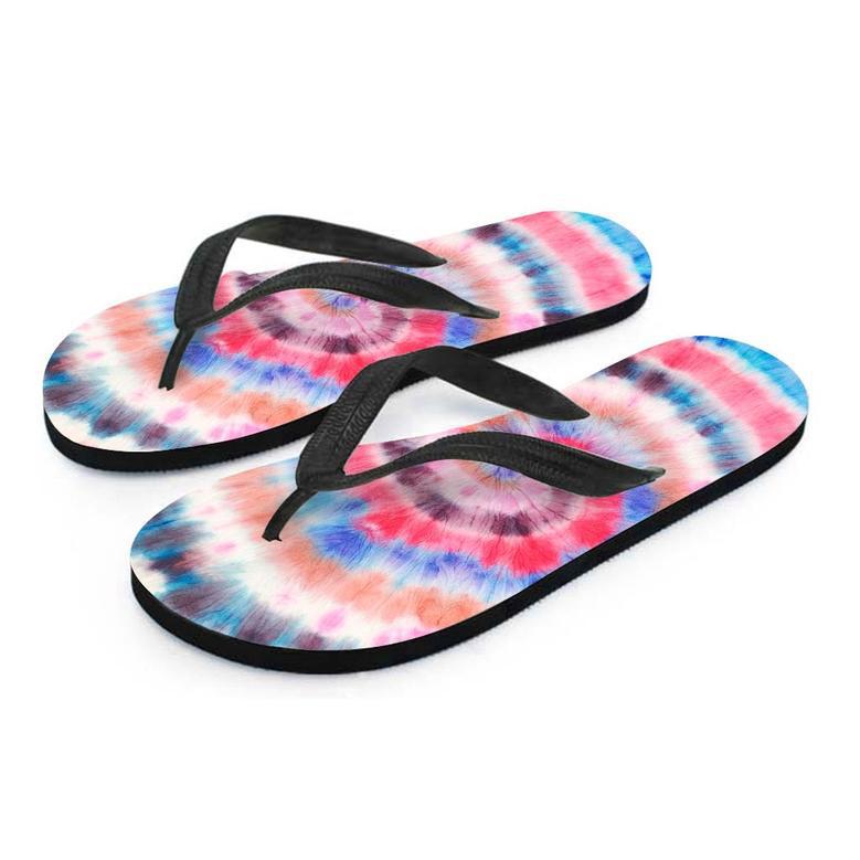 Swirl Rainbow Tie Dye Men's Flip Flops