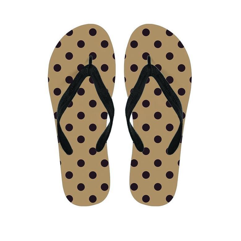 Tan And Black Tiny Polka Dot Men's Flip Flops