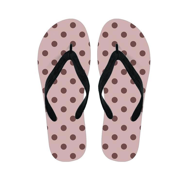 Tan And Brown Polka Dot Men's Flip Flops