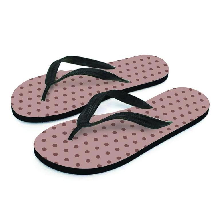 Tan Brown Polka Dot Men's Flip Flops