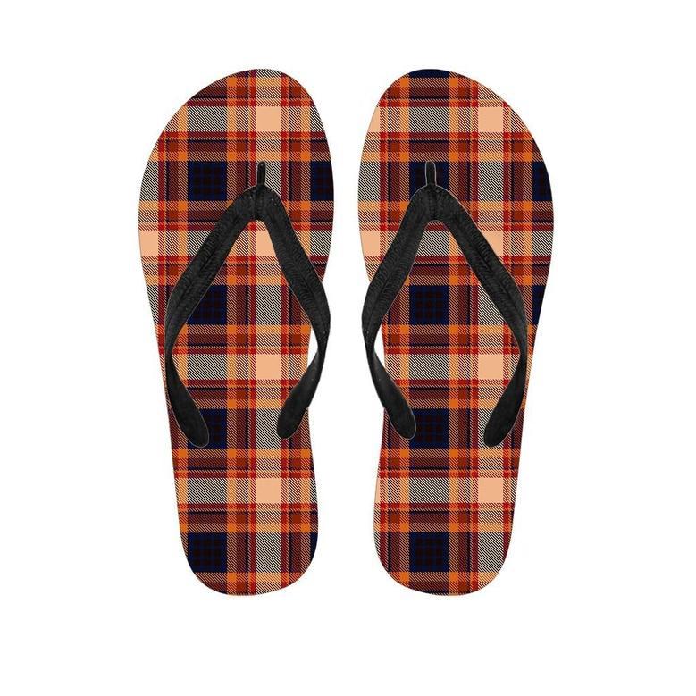 Tartan Brown Plaid Men's Flip Flops