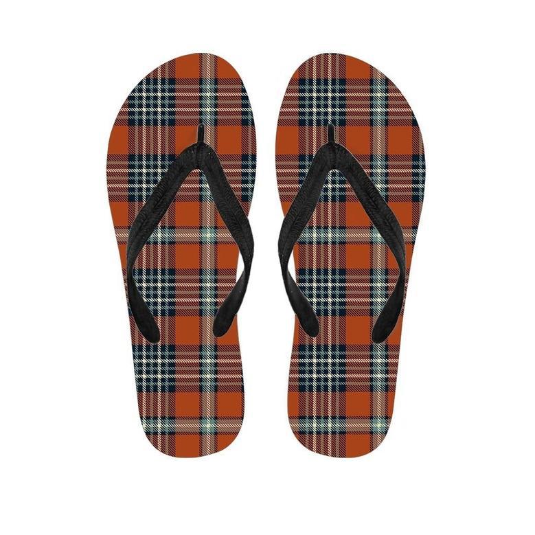 Tartan Orange Plaid Men's Flip Flops