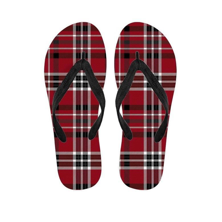 Tartan Plaid Print Men's Flip Flops