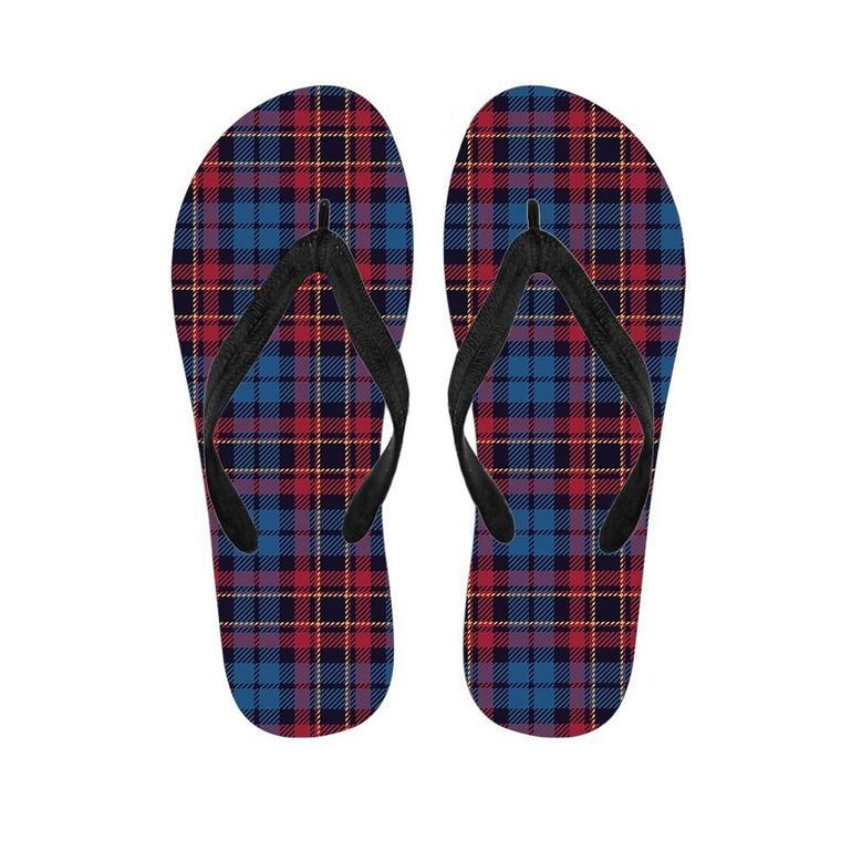 Tartan Red And Blue Plaid Men's Flip Flops