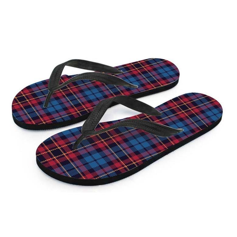 Tartan Red And Blue Plaid Men's Flip Flops