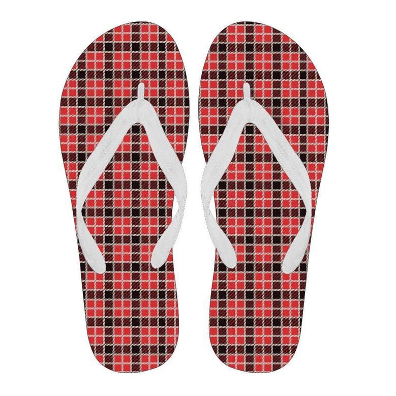 Tartan Red Plaid Scottish Royal Stewart Men & Women Flip Flops