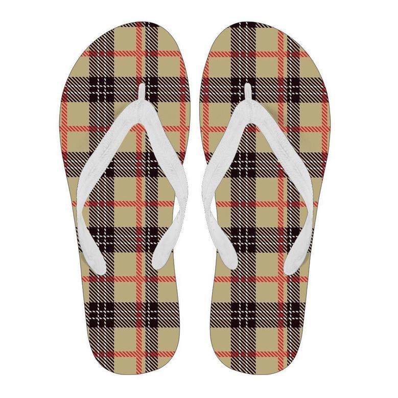 Tartan Scottish Beige Plaids Women & Men Flip Flops