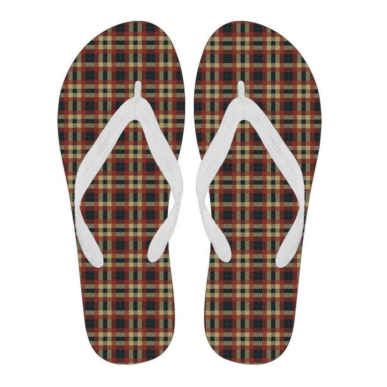 Tartan Scottish Blue Gold Red Plaid Men & Women Flip Flops